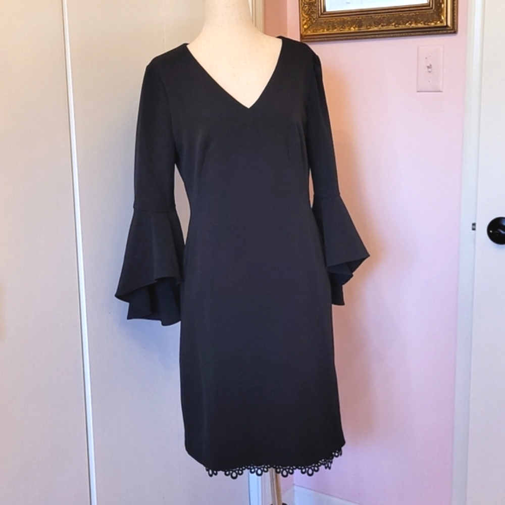 RALPH LAUREN  black flutter sleeve dress